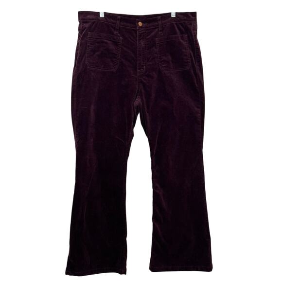 GAP Burgundy Maroon Velvet 70's Flare High Rise Boot Cut Pants Bottoms Size 18R
